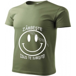 Tricou tineret-copii kaki,  Zambeste, Isus te iubeste!